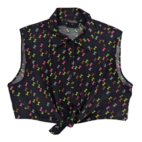 Trashy Diva Dolly Tie Top Black Pink Green Hourglass print Size 20 Pinup Retro - Picture 1 of 3